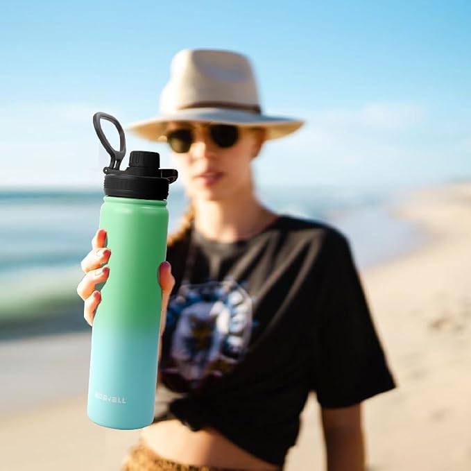 Stainless Steel Insulated Water Bottle with Straw,Metal Vacuum Flask with Screw Cap,Modern Leakproof Sports Thermos, Double Wall Vacuum Sports Water Bottle, For Cold & Hot Drinks,100% BPA-Free