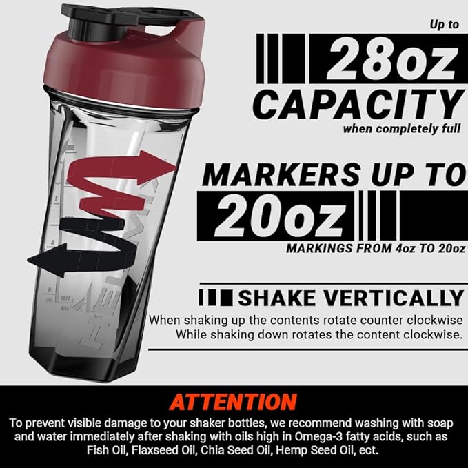 HELIMIX 2.0 Vortex Blender Shaker Bottle Holds upto 28oz | No Blending Ball or Whisk | USA Made | Portable Pre Workout Whey Protein Drink Shaker Cup | Mixes Cocktails Smoothies Shakes | Top Rack Safe