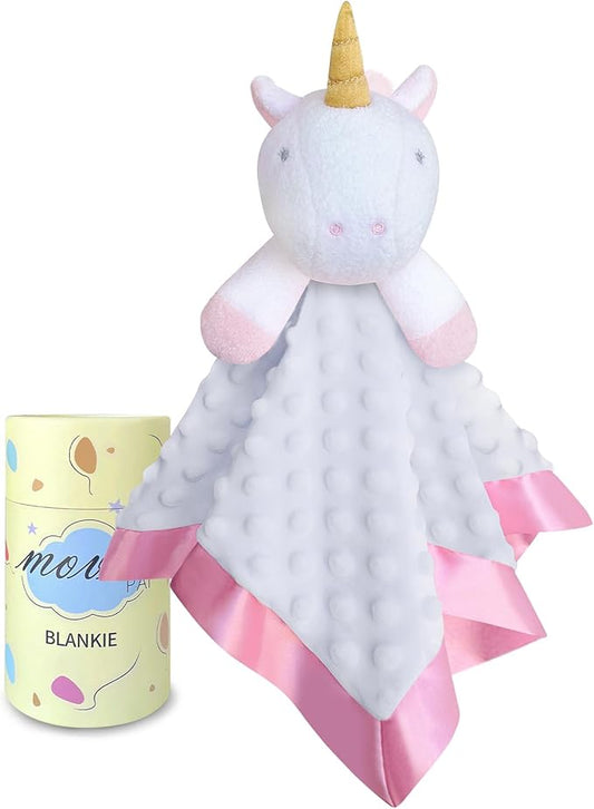 White Unicorn Baby Security Blanket Loveys for Babies Girls, 16" Soft Baby Lovey Blanket, Baby Snuggle Stuffed Animals Blankie, Baby Girls Gifts for Infant and Toddler