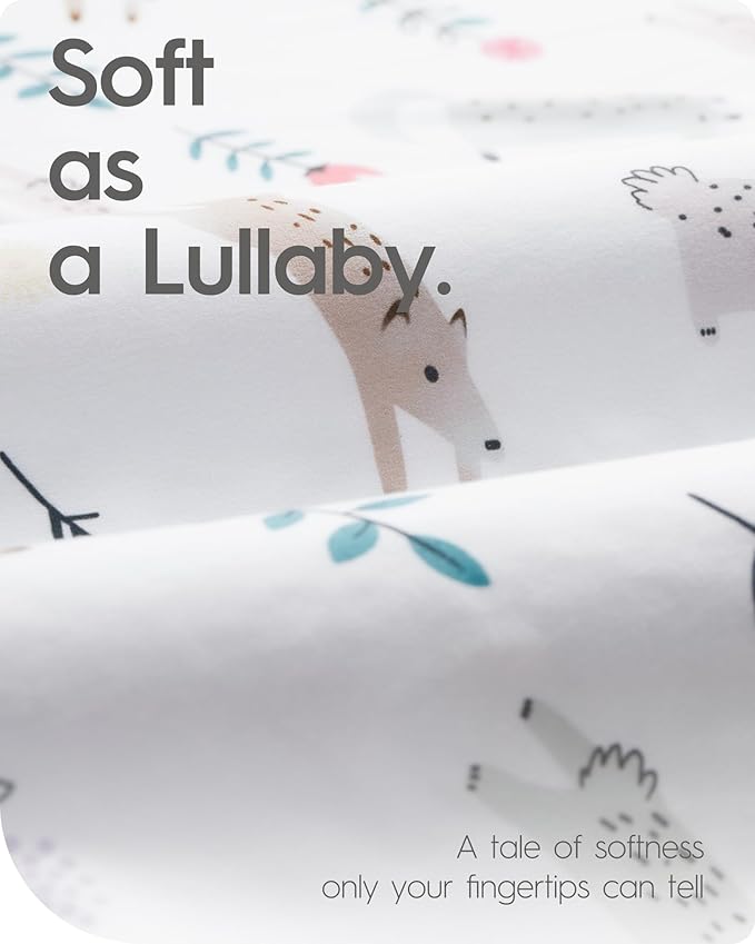 Pack N Play Sheets Fitted, TotBasic Ultra Soft Woodland Mini Crib Sheets, Premium Jersey Knit Pack and Play Sheets, Stretchy Neutral Play Yard Sheets for Graco Pack and Play, 2 Pack (Deer&Rabbit)