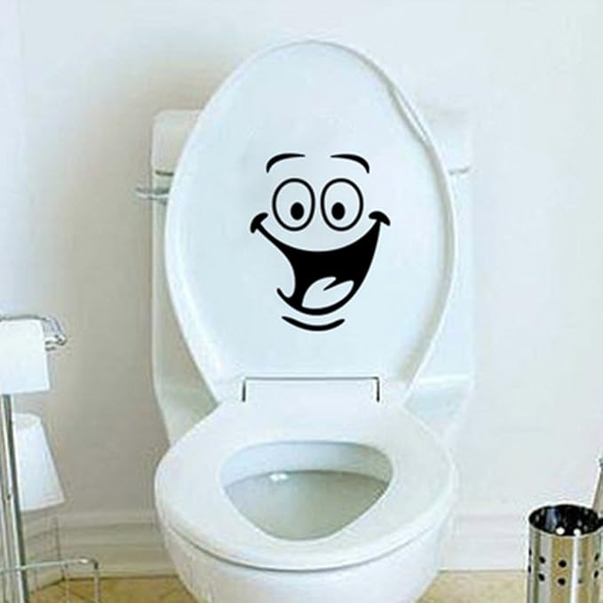 Funny Animation Big Eyes Cute Toilet Wall Decal Bathroom Home Sticker Bedroom Kitchen Art Picture DIY Murals Vinyl Paper Decoration Wallpaper for Children Potty Training Nursery Baby Teen Senior