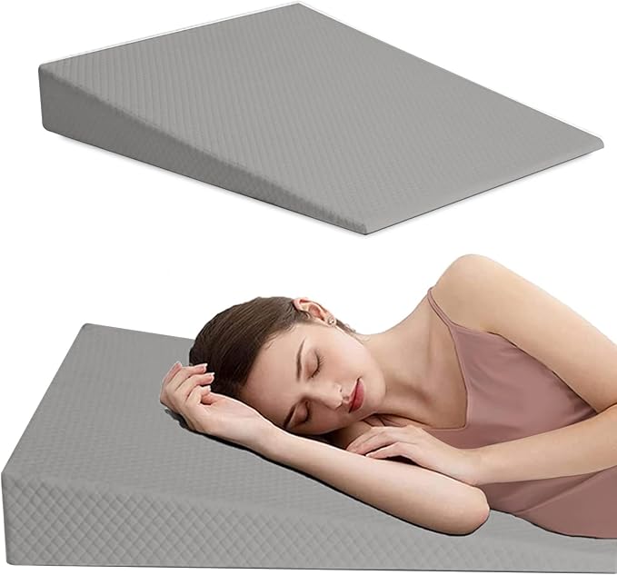 Bed Wedge Pillow Triangle Belt Foam for, Knee, Small Leg, Reading, Maternity (Grey)