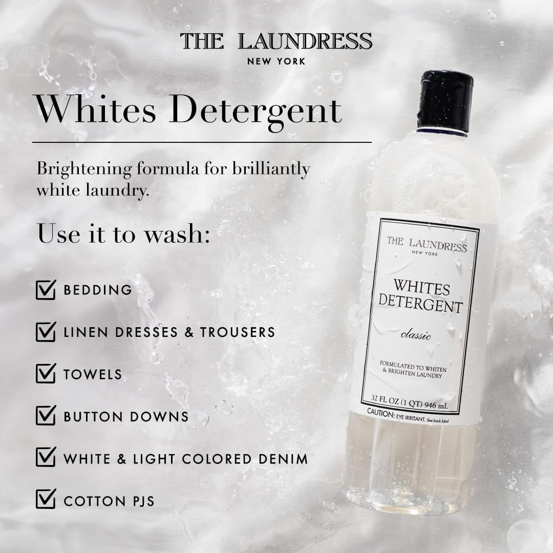 The Laundress Whites Detergent, Concentrated Laundry Detergent Liquid, Whiten & Brighten Clothes, Tough on Stains, Classic Scent, 32 oz. (Pack of 2)