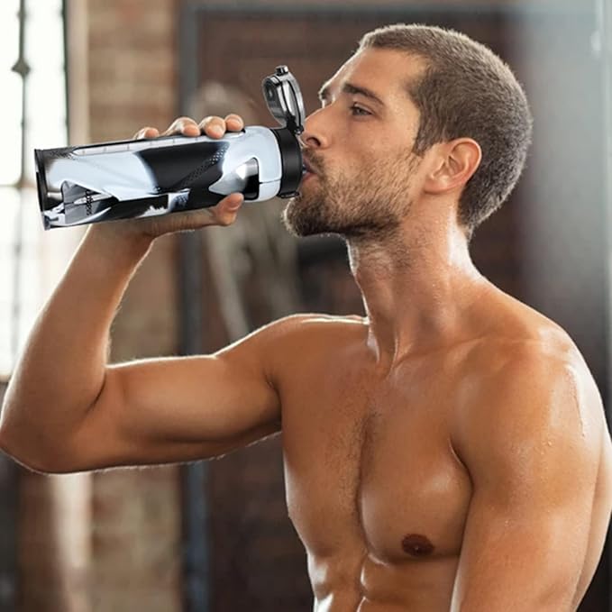 GOPPUS Glass Water Bottles with Straw and Flip Lid, Motivational Water Bottles with Time Marker Reminder and Silicone Sleeve, Leakproof, BPA Free (32 oz, Black and White)