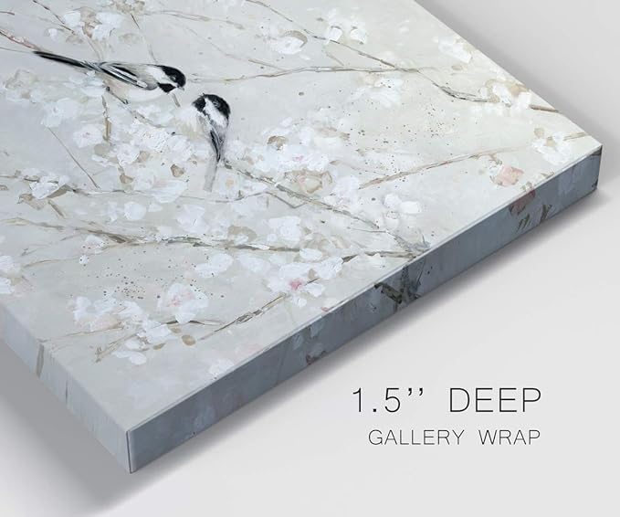 Renditions Gallery Canvas Nature Wall Art Modern Decorations Paintings Elegant Little Birds Glam Romantic Abstract Botanical Artwork Prints for Bedroom Office Kitchen - 12"x18" LT33