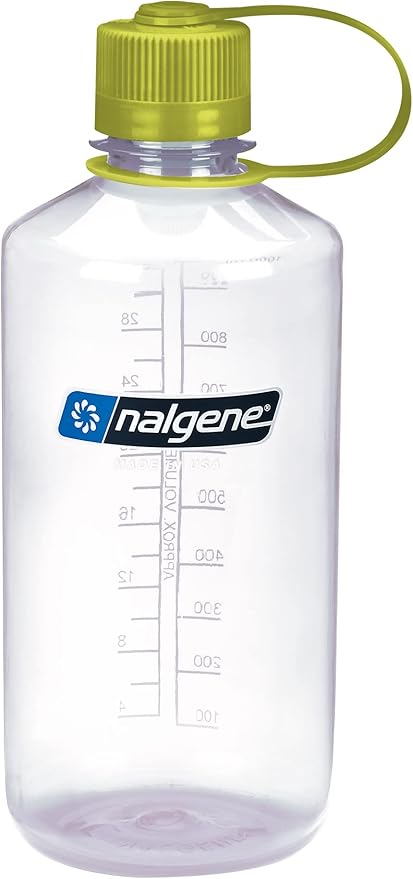 Nalgene Sustain Tritan BPA-Free Water Bottle Made with Material Derived from 50% Plastic Waste, 32 OZ, Narrow Mouth, Clear