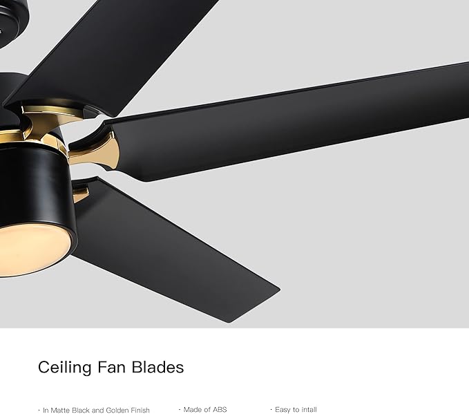 NicBex Ceiling Fan 60 Inch Indoor Modern Ceiling Fans with Integrated LED Light and Remote Control Double Finish Ceiling Fan with 6 Blades for Living Room, Bedroom, Matte Black