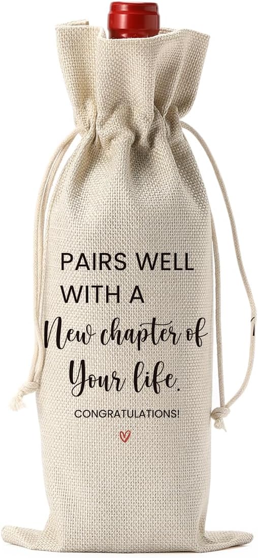 Going Leaving Moving Away Farewell Retirement Gifts for Friends Coworkers Women, New Jop New Beginning New Business Owner Gifts Wine Bag, Pairs Well With A New Chapter Wine Bag