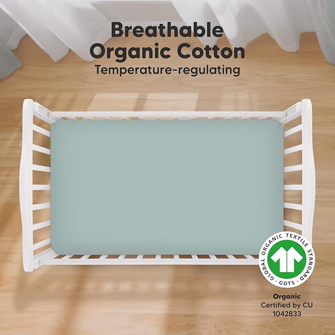 2-Pack Organic Crib Sheets for Boys, Girls - Jersey Fitted Crib Sheet, Baby Crib Sheets Neutral, Crib Mattress Sheet, Cotton Crib Sheets, Breathable Crib Sheet, Baby Mattress Sheets (Toasty)