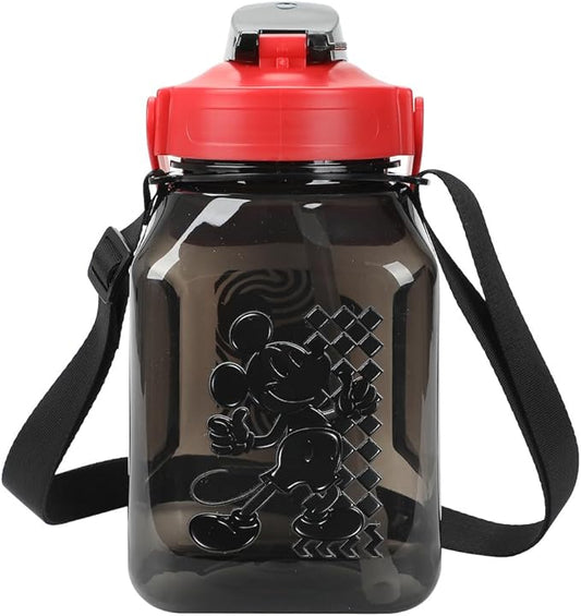Bioworld Disney Mickey Mouse Ears 50 Oz Black Water Bottle With Carrying Strap