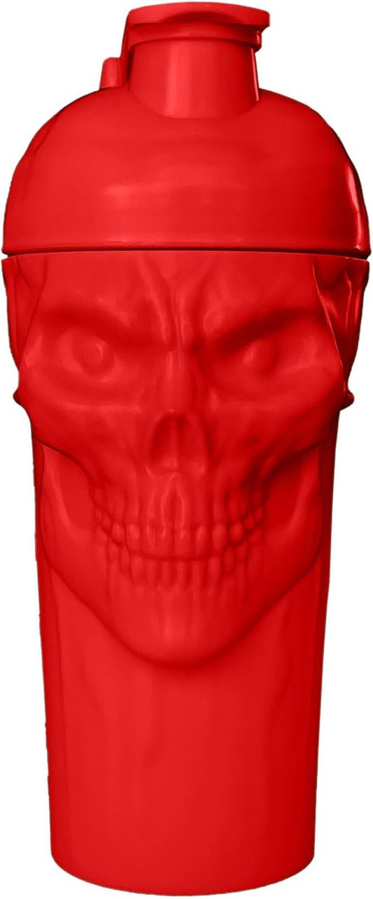JNX SPORTS The Curse! Skull Shaker Bottle, 24-Ounce, Red Limited Edition, Supplement Mixer with Classic Loop Top