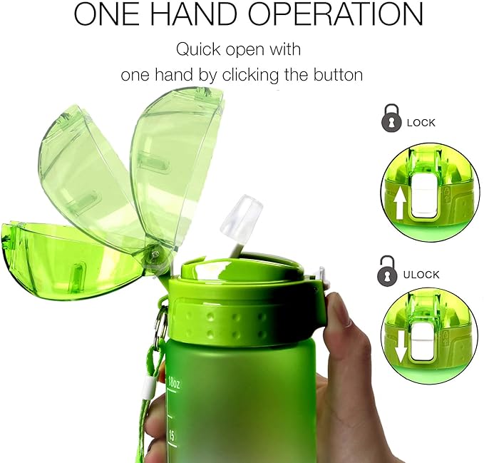 XACIOA Water Bottle with Straw,32oz Plastic Cup with Motivational Time Marker,1L Tritan Sport Lightweight Leakproof BPA-Free,Wide Mouth Fast Flow Ensure You Have Times to Drink,with Straw & Cup Brush