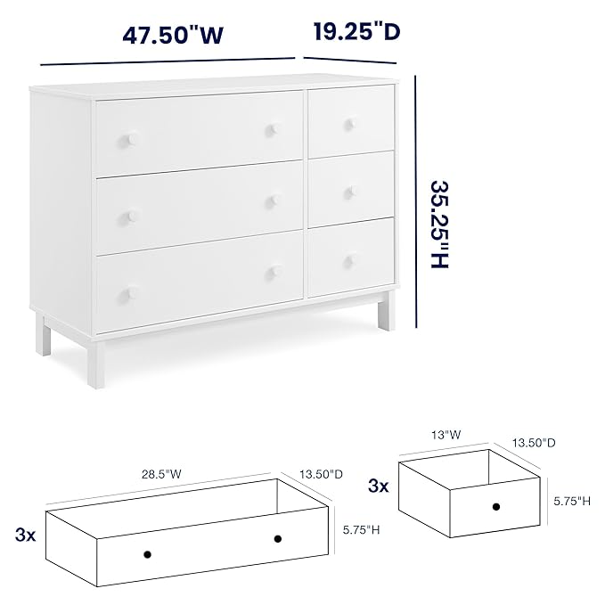 GAP babyGap Legacy 6 Drawer Dresser with Interlocking Drawers - Greenguard Gold Certified, Bianca White