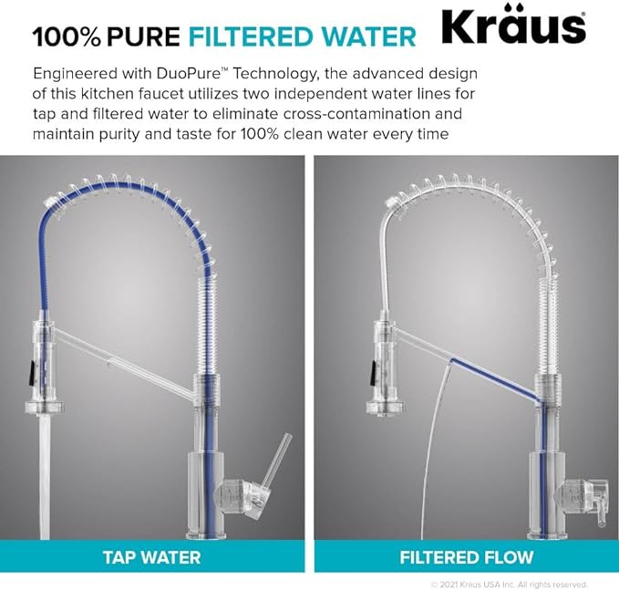 KRAUS Bolden 2-in-1 Commercial Style Pull-Down Single Handle Water Filter Kitchen Faucet for Water Filtration System in Chrome, KFF-1610CH