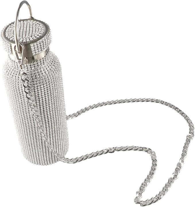Bling Water Bottle Rhinestone Diamond Water Bottle Stainless Steel Glitter Insulated Bottle Vacuum Flask Refillable Insulated Glitter Bottle with Chain for Women Girls