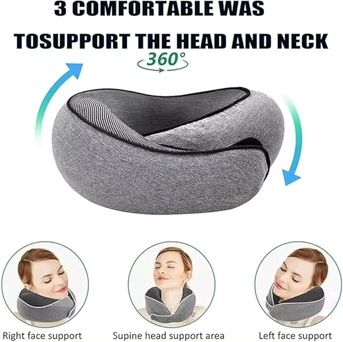 Wander Plus Travel Pillow, Travel Neck Pillow Memory Foam Travel Pillow 2024 New Travel Pillow Suitable for Travel, Airplanes, Cars and Offices (Light Gray)