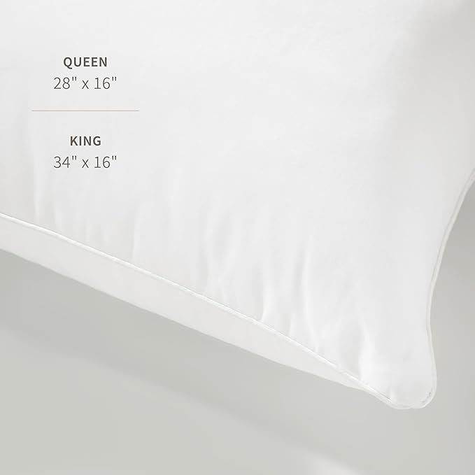 Saatva Down Alternative Pillow - Hypoallergenic Pillow with Plush & Airy Feel - Breathable Organic Cotton Cover - Lofty Microdenier Down Alternative - Queen (28"x16"), 1 Pack