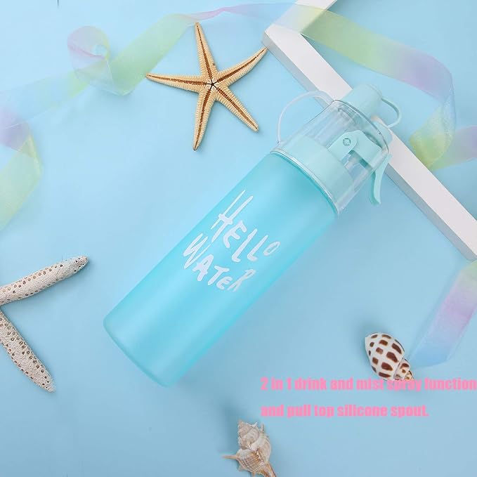 Emopeak 580ML Misting Water Bottle, 20OZ Sports Water Bottle with Spray Mist for Outdoor Hydration, BPA-Free Mist Water Bottle (Frosted Blue, 580ml/20oz)