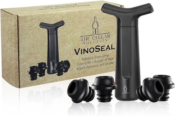 VinoSeal: Premium Wine Bottle Vacuum Seal & Reusable Stoppers Set by The Cellar Solution