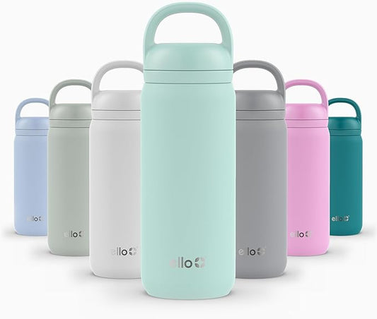 Ello Cooper Twist 18oz Kids Stainless Steel Water Bottle with Chug Lid | Leak Proof Double Walled and Vacuum Insulated | Fits Car Cupholder | Built in Carry Loop | Dishwasher Safe | Yucca