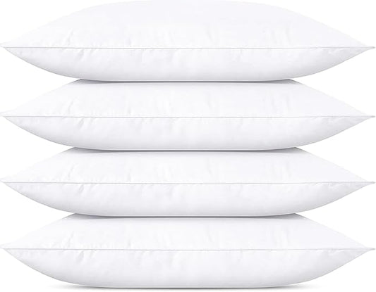 SILUI Pillows King Size Set of 4 Pack Extra Flat Thin Soft Support Hypoallergenic Plush Down Alternative Bed Pillow for Back, Stomach or Side Sleepers,20x36in