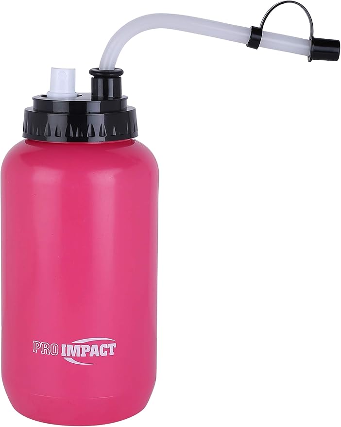 Pro Impact Squeezable Water Bottle with Bendable Long Straw and Spray cap - LDPE BPA Free Plastic - Hydration for Baseball Hockey Gym MMA Yoga Boxing Cycling Softball Football Lacrosse (35.5 Oz.)