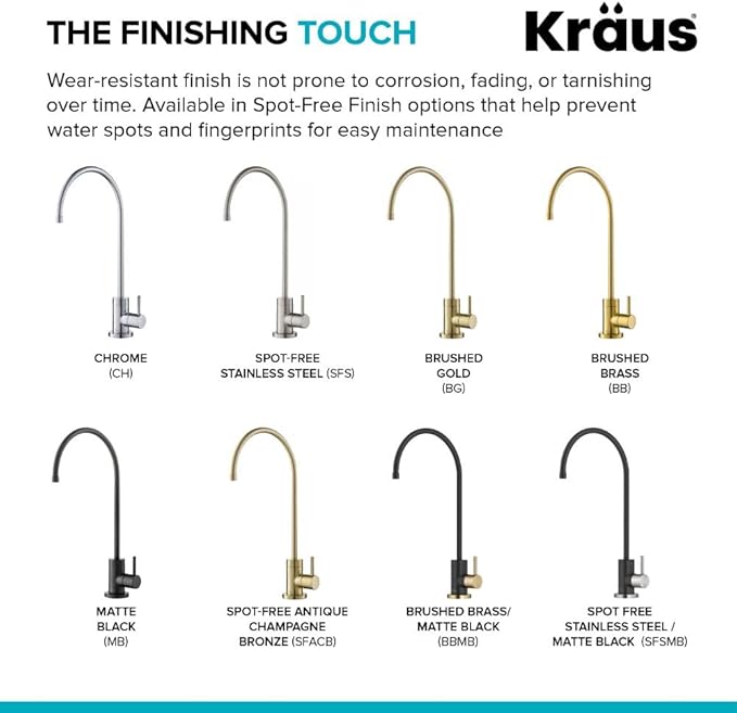 KRAUS Purita™ Single Handle Drinking Water Filter Faucet for Reverse Osmosis or Water Filtration System in Brushed Brass/Matte Black, FF-100BBMB