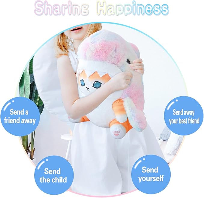 Kawaii Shark Cat Plush Toy Stuffed Animal Doll, Cute Soft Pillow Stress Release Hugs Toys Christmas Halloween Birthday Gifts for Kids Boys Girl Best Gift (Colorful - Yellow,9 inch)