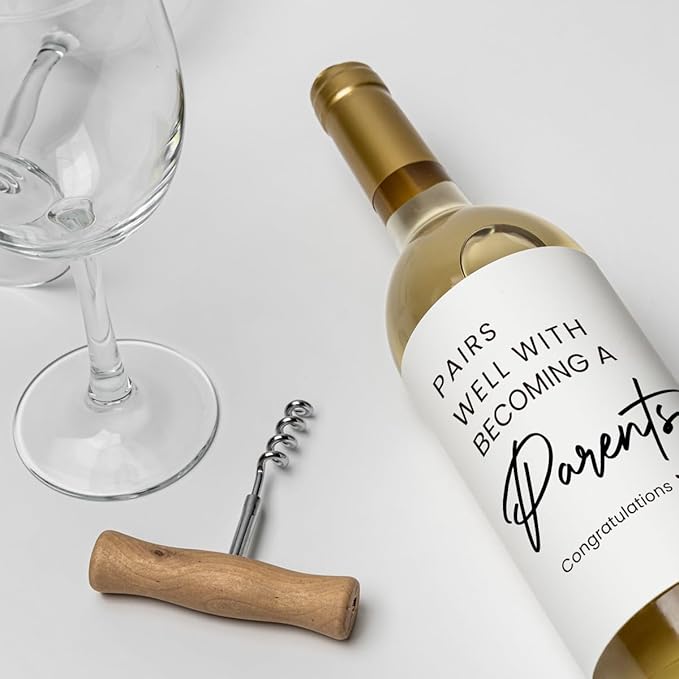 8 Pcs Parents Pregnancy Baby Announcement Wine Labels, Funny Pregnancy Baby Announcement Gifts for New Parents Wine Bottle Stickers Labels, Pairs Well With Becoming A Parents Wine Labels