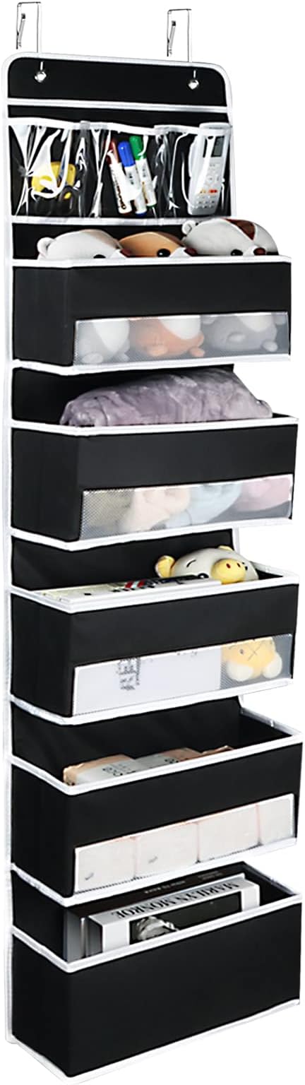Univivi 6-Shelf Door Hanging Organizer Baby Door Storage Wall Mount Storage with 3 Small PVC Pockets and 5 Large Pockets for Baby Stuff, Toiletries and Sundries