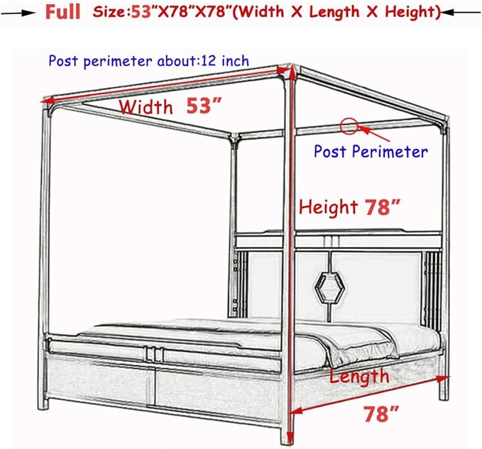 Elegant Lace Princess 4 Corner Post Mosquito Net Romantic for Girls Women Bed Curtain Canopy for Adult Wedding Bedroom Kids Rooms Decoration (Coffee, Full)