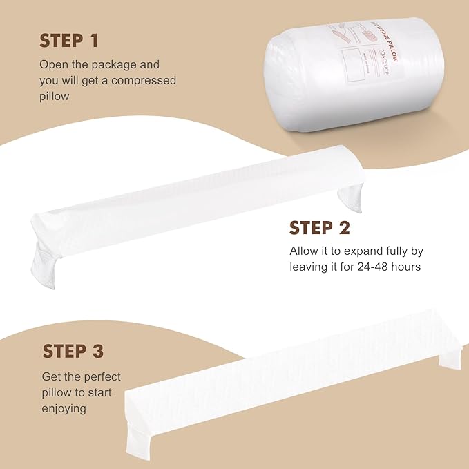 Wedge Pillow Headboard, Pillow Wedge for Headboard Gap with 2 Side Large Pocket, Bed Gap Filler (0-8"), Headboard Wedge Pillow Queen Size(White, 60"x10"x6")