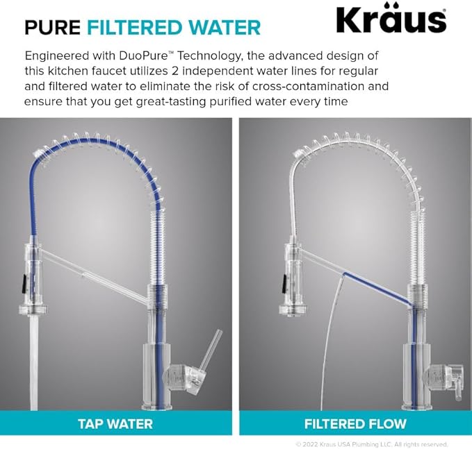 KRAUS Bolden 2-in-1 Commercial Style Pull-Down Single Handle Water Filter Kitchen Faucet for Reverse Osmosis or Water Filtration System in Brushed Brass, KFF-1610BB