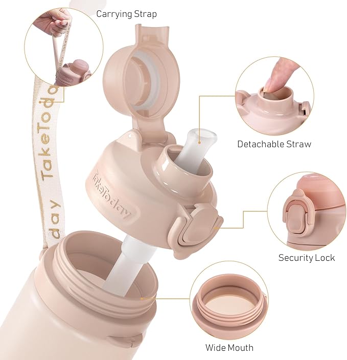 Collapsible Water Bottles 20oz, Leak Proof, BPA-Free, Foldable Silicone Travel Water Bottle with Straw Strap for Cycling, Hiking, Outdoors