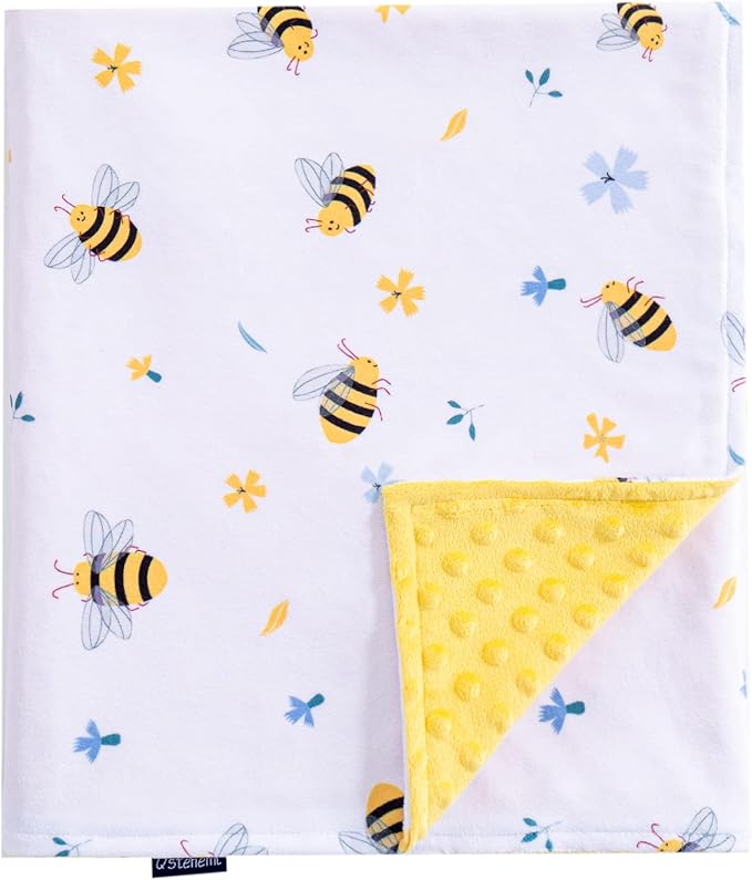 Baby Blanket for Boys Girls Super Soft Blanket,Fluffy WarmLightweight Baby Receiving Blankets,Double Layer with Dotted Backing for Toddler Nursery (Bee, 30 * 40inch)