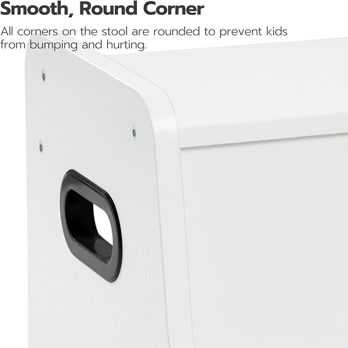 HOOBRO Step Stool for Kids, Two Step Toddler's Stool, Kids Potty Training Stool with Handles, Non-Slip Pads for Safety, Easy to Move, for Sink, Bathroom, Bedroom, White WT01JD01G1