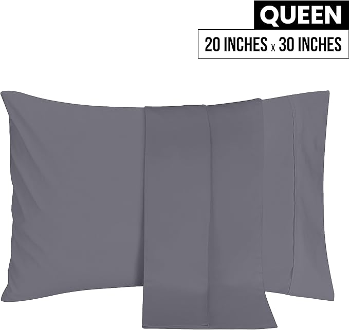 Utopia Bedding Queen Pillow Cases - 2 Pack - Envelope Closure - Soft Brushed Microfiber Fabric - Shrinkage and Fade Resistant Pillow Covers 20 X 30 Inches (Queen, Grey)