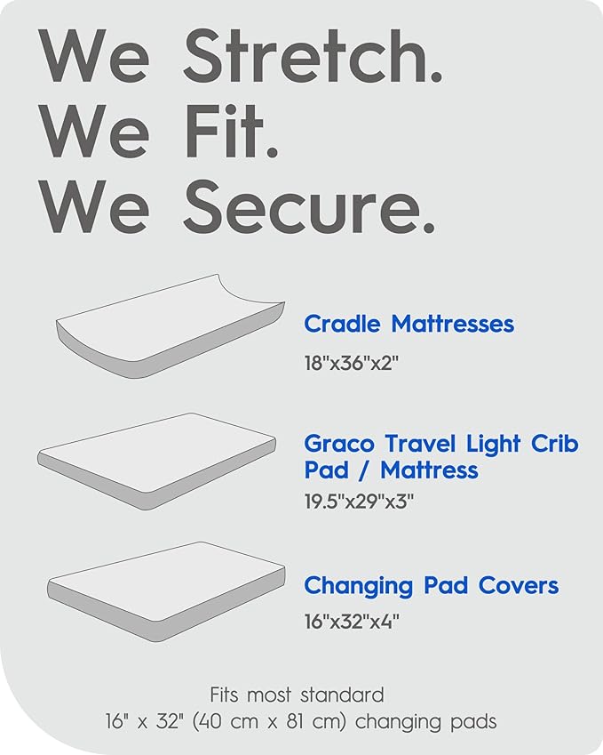 Extra Stretchy Changing Pad Cover, TotBasic Ultra Soft Premium Jersey Knit Changing Pad Sheets, Unisex for Boys Girls, Fits All Standard Changing Tables/Dresser Tops - 2 Pack (Planet & Moon)