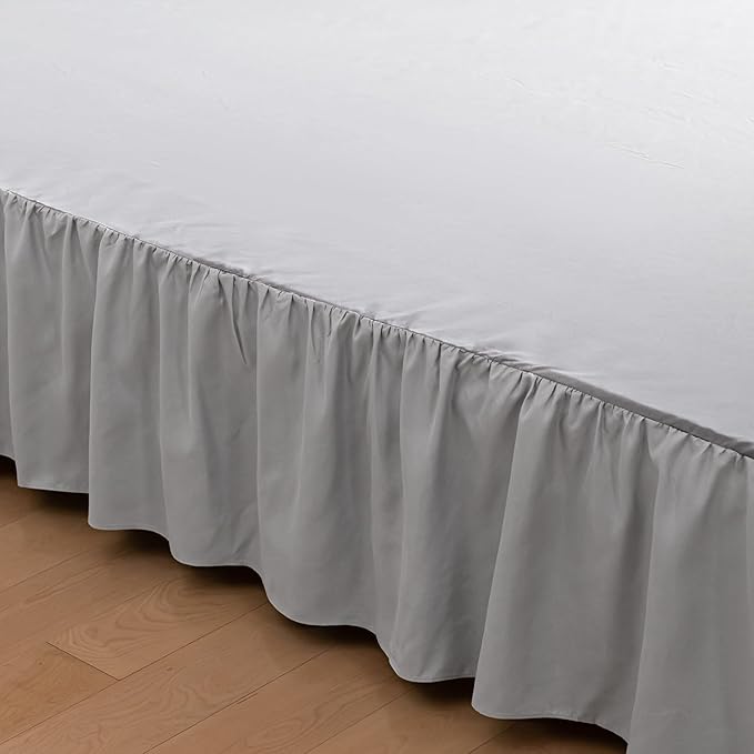 Bed Skirt King Size Ruffled Bed Skirts with Split Corners,14 Inch Drop Dust Ruffle Bed Skirt with Platform, Light Gray