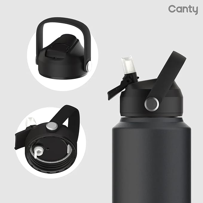 Canty Stainless Steel Water Bottle with Straw, Anti-Slip Base and Giftable Full Colored Box, Great for Travel (Coral, 24 Oz)