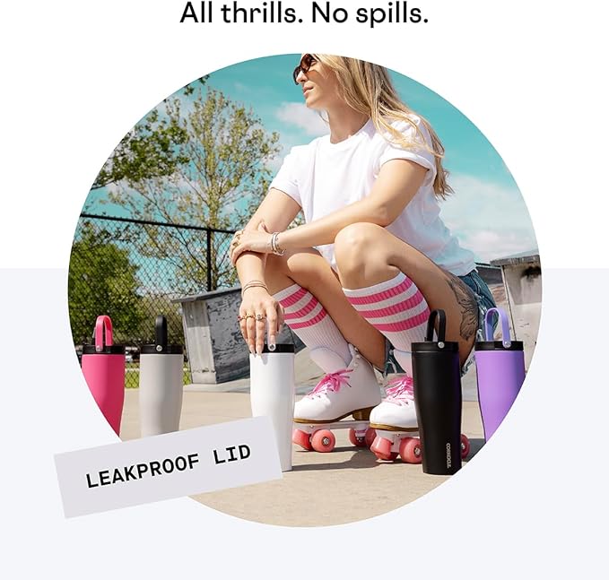 Corkcicle Go Cup XL Insulated Tumbler with Lid and Straw, Gloss White, 30 oz – Reusable Water Bottle Keeps Beverages Cold for 12hrs – Cupholder Friendly Tumbler, Leak-Proof Design