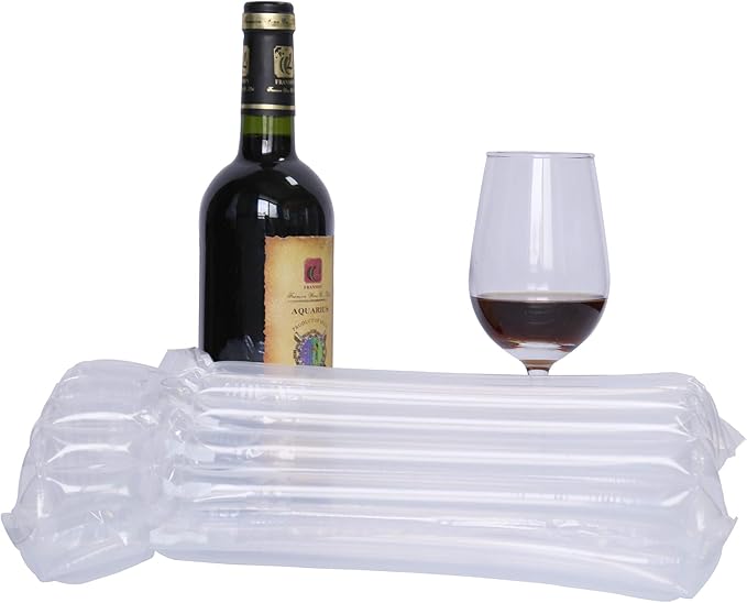 STNTUS INNOVATIONS Wine Bottle Protector, 15 Pack Bubble Cushion Wrap Sleeves for Luggage, Airplane Travel, Transport, Safety Shipping, Inflatable Air Filled Packaging Bags with Pump.