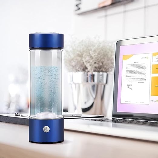 Hydrogen Water Bottle, Portable Hydrogen Water Ionizer Machine, Hydrogen Water Generator, Rechargeable Hydrogen Rich Water Glass Health Cup for Home Travel (Blue)