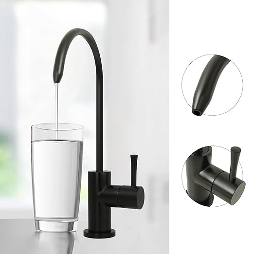 Kitchen Water Filter Faucet Fits Most Reverse Osmosis Units or Water Filtration System in Non-Air Gap, Only for Cold Water (Matte Black)