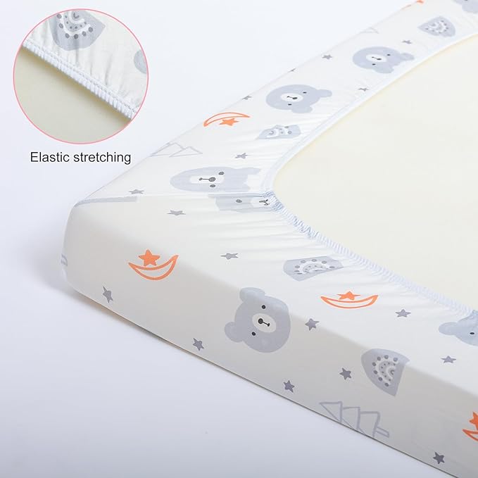 Pack n Play Fitted Sheet. 2 Piece Mini Crib Sheet. Elastic Playard Sheet. Portable Sheet Set. Elastic Convertible Playard Set. Compatible with Graco Pack n Play. (Bears and Birds)