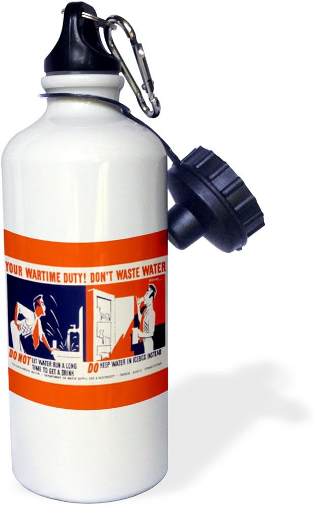 3dRose Wartime Duty Dont Waste Department Supply-Sports Water Bottle, 21oz , 21 oz, Multicolor