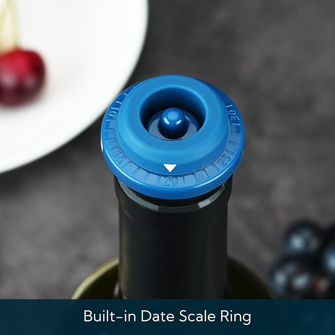 KITCHENDAO Wine Saver Vacuum Stoppers for Wine Bottles,Keep Wine Fresh for Up to a Week with Airtight Seal,Suitable for KITCHENDAO Wine Saver Pump,Set of 2 (Blue)