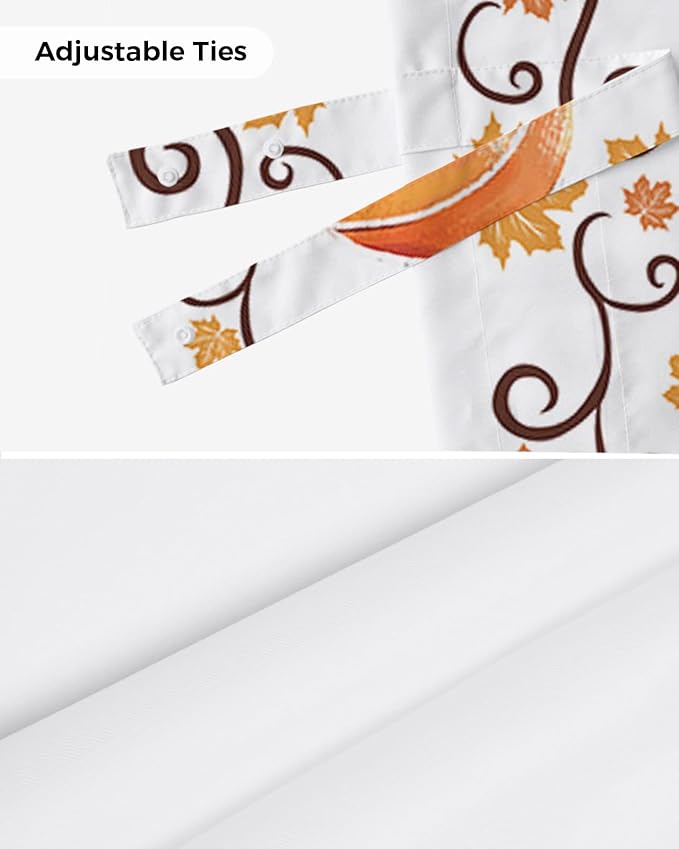 Fall Maple Leaves Blackout Tie Up Valance Curtains for Kitchen Windows Thanksgiving Watercolor Pumpkins Window Toppers Balloon Shades for Living Room/Bathroom/Bedroom,1 Panel,54" X 18" Orange