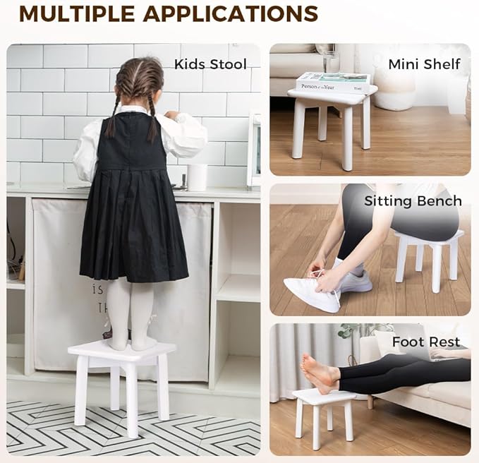 StrongTek Sturdy Bamboo Step Stool with Anti-Slip Feet, Easy-Assembly, 350 LBS Capacity, Ideal for Kids and Adults, Perfect for Bathroom, Bedroom, or Doorway Use, 11" x 11" x 10.6"