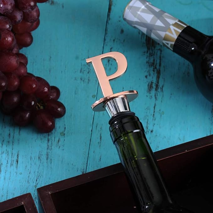 Miicol Wine Stopper, Prosecco Stopper, Wine Bottle Stopper, Personalised Champagne Stopper, Rose Gold Wine Accessories, Wine Lovers Gift, Monogram Gift, Letter P